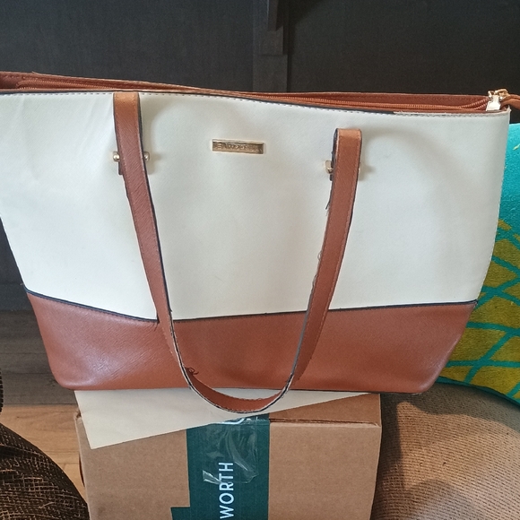Cream and Brown Women's Tote Bag - Picture 1 of 4